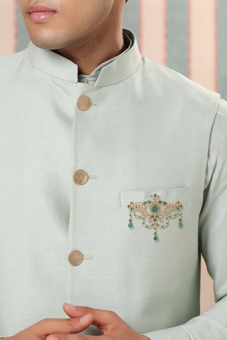 Cosa Nostraa_Gold Crystals Antique Marvel Brooch _Online_at_Aza_Fashions