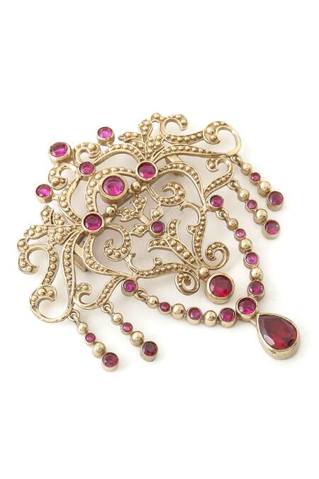Buy_Cosa Nostraa_Gold Stones Studded Glitz Brooch _Online_at_Aza_Fashions