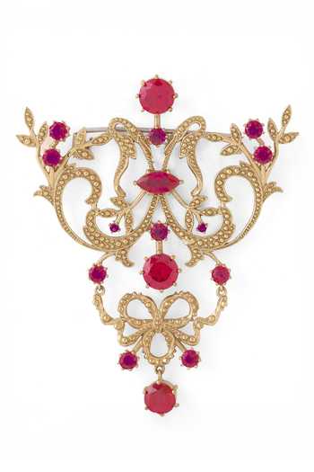Cosa Nostraa_Gold Crystals Vintage Embellished Victorian Brooch _Online_at_Aza_Fashions