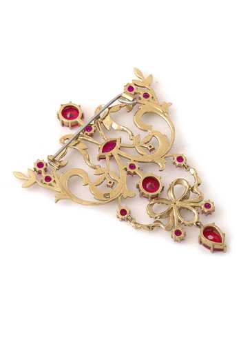 Buy_Cosa Nostraa_Gold Crystals Vintage Embellished Victorian Brooch _Online_at_Aza_Fashions
