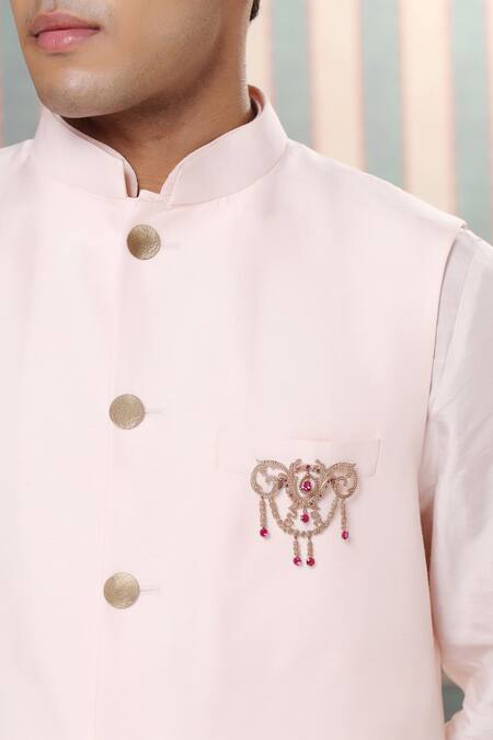 Cosa Nostraa_Gold Crystals, Tassels Pretty Power Embellished Brooch _Online_at_Aza_Fashions