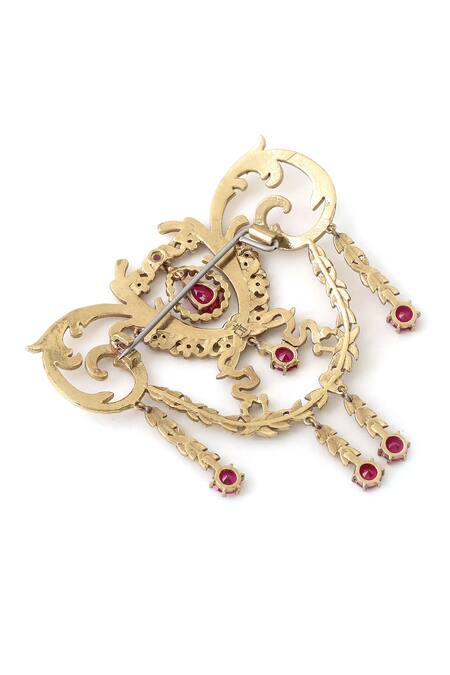 Cosa Nostraa_Gold Crystals, Tassels Pretty Power Embellished Brooch _at_Aza_Fashions