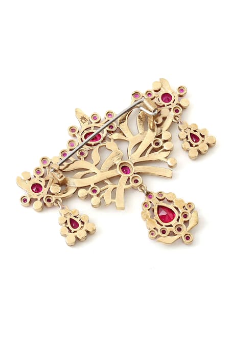 Buy_Cosa Nostraa_Gold Crystals Antique Wonder Embellished Brooch _Online_at_Aza_Fashions