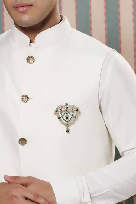 Cosa Nostraa_Gold Crystals Elite Enigma Brooch _Online_at_Aza_Fashions