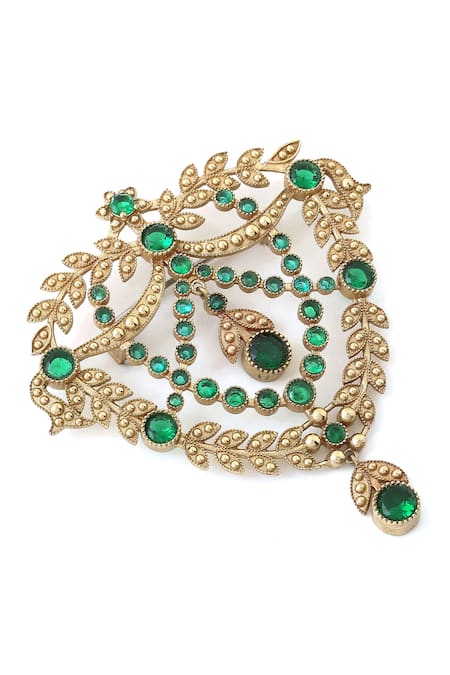 Buy_Cosa Nostraa_Gold Crystals Elite Enigma Brooch _Online_at_Aza_Fashions