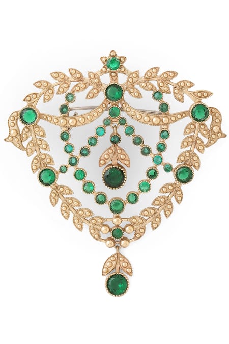 Shop_Cosa Nostraa_Gold Crystals Elite Enigma Brooch _Online_at_Aza_Fashions
