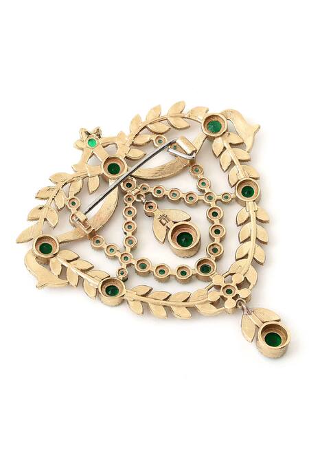 Cosa Nostraa_Gold Crystals Elite Enigma Brooch _at_Aza_Fashions