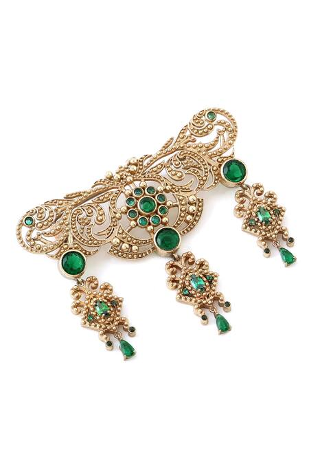 Buy_Cosa Nostraa_Gold Crystals, Tassels Studded Symphony Brooch _Online_at_Aza_Fashions