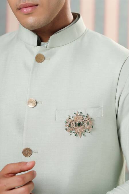 Cosa Nostraa_Gold Crystals Rustic Reflection Brooch _Online_at_Aza_Fashions