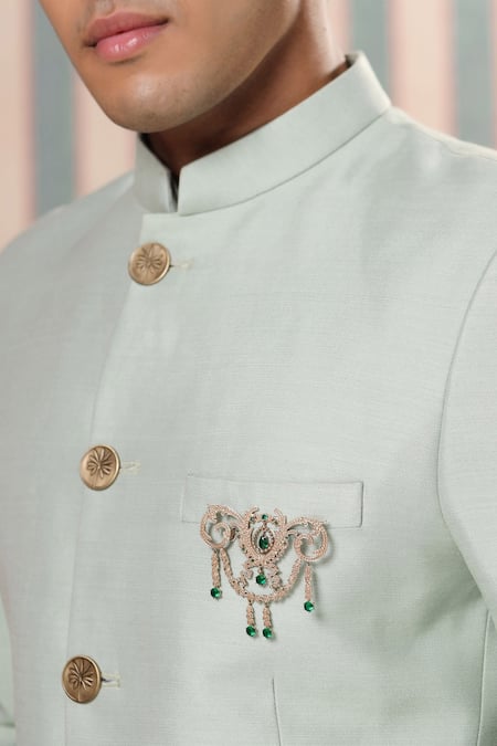 Cosa Nostraa_Gold Crystals Pretty Power Brooch _Online_at_Aza_Fashions