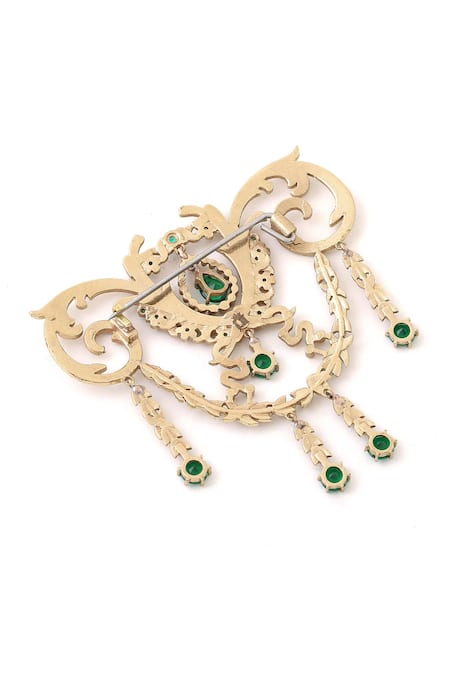 Cosa Nostraa_Gold Crystals Pretty Power Brooch _at_Aza_Fashions