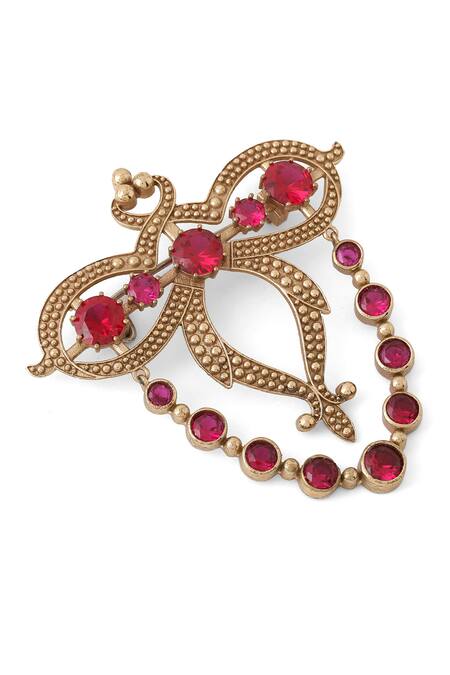 Buy_Cosa Nostraa_Gold Crystals Super Stud Tassel Brooch _Online_at_Aza_Fashions