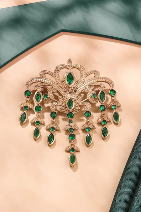 Cosa Nostraa Victorian Embellished Dangle Brooch 