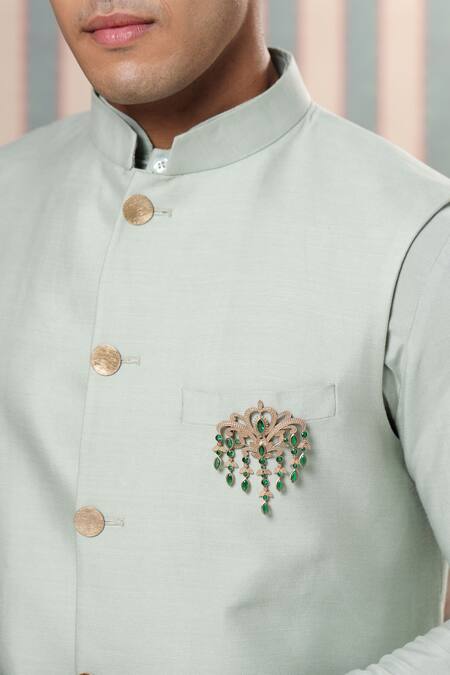 Cosa Nostraa_Gold Crystals, Tassels Victorian Embellished Dangle Brooch _Online_at_Aza_Fashions