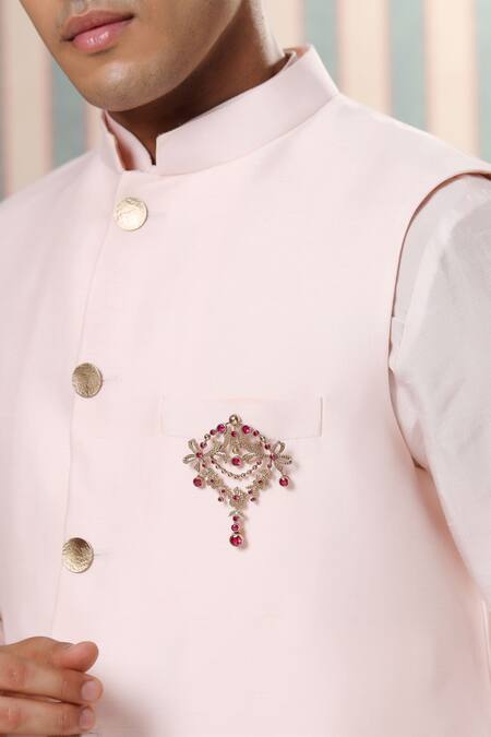 Cosa Nostraa_Gold Crystals Studded Royal Glitz Brooch _Online_at_Aza_Fashions