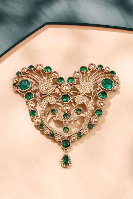 Cosa Nostraa Victorian Heart Embellished Brooch 