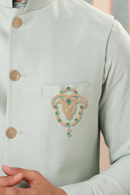 Cosa Nostraa_Gold Crystals, Tassels Fab Floral Brooch _Online_at_Aza_Fashions