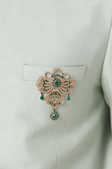 Cosa Nostraa_Gold Crystals Amaze Allure Brooch _Online_at_Aza_Fashions