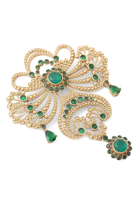 Buy_Cosa Nostraa_Gold Crystals Amaze Allure Brooch _Online_at_Aza_Fashions