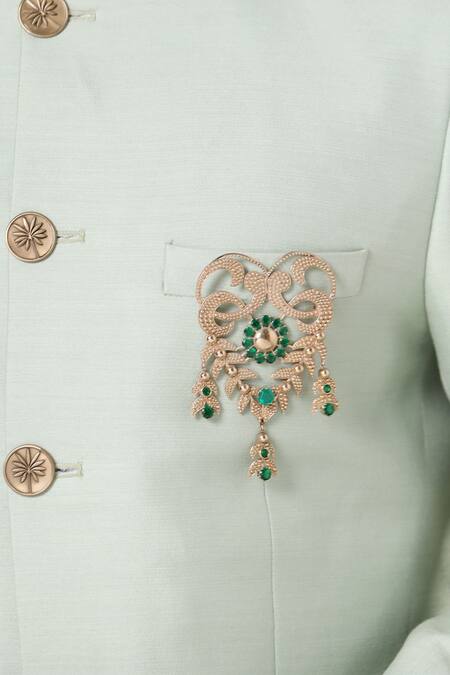 Cosa Nostraa_Gold Crystals, Rhinestones Elite Extravagance Brooch _Online_at_Aza_Fashions