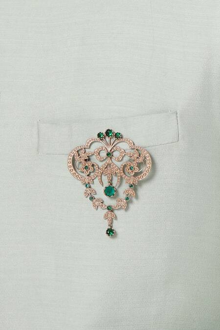 Cosa Nostraa_Gold Crystals Natural Novelty Embellished Brooch _Online_at_Aza_Fashions