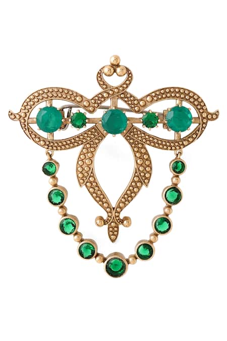 Buy_Cosa Nostraa_Gold Crystals Super Stud Brooch _Online_at_Aza_Fashions