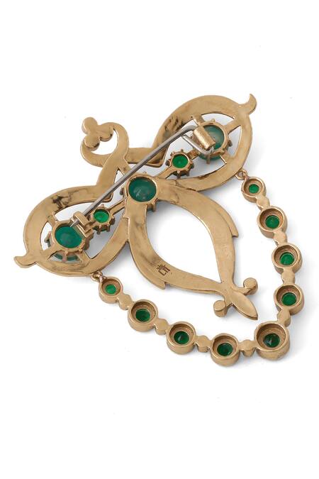 Shop_Cosa Nostraa_Gold Crystals Super Stud Brooch _Online_at_Aza_Fashions