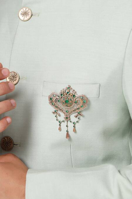 Cosa Nostraa_Gold Crystals, Rhinestones Intricate Delight Brooch _Online_at_Aza_Fashions
