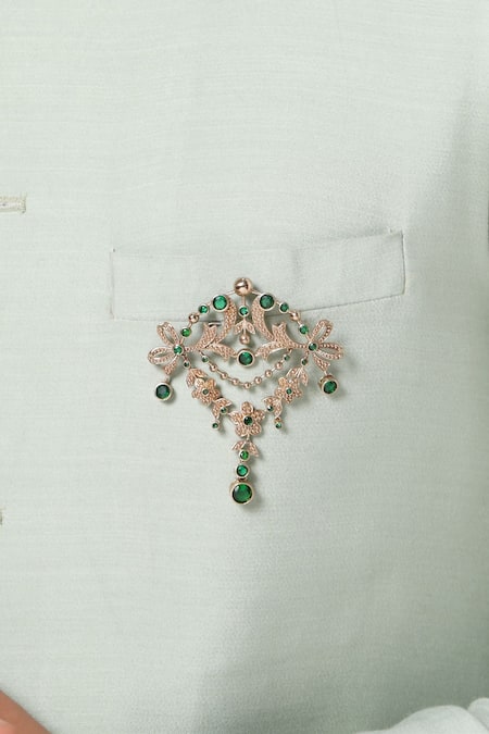 Cosa Nostraa_Gold Crystals, Tassels Studded Glitz Embellished Brooch _Online_at_Aza_Fashions