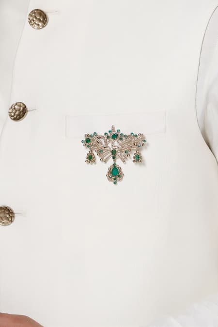Cosa Nostraa_Gold Crystals Antique Wonder Brooch _Online_at_Aza_Fashions