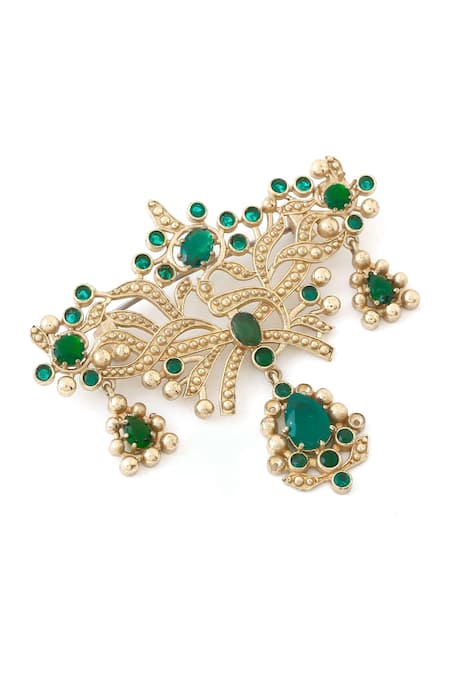 Buy_Cosa Nostraa_Gold Crystals Antique Wonder Brooch _Online_at_Aza_Fashions