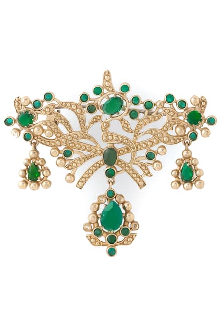 Shop_Cosa Nostraa_Gold Crystals Antique Wonder Brooch _Online_at_Aza_Fashions