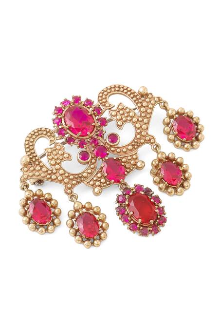 Buy_Cosa Nostraa_Gold Crystals Magnificent Stud Brooch _Online_at_Aza_Fashions