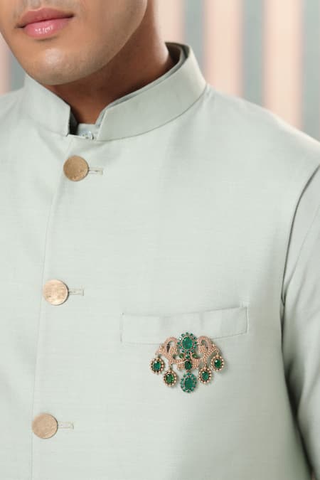 Cosa Nostraa_Gold Cut Work, Stones Magnificent Stud Embellished Brooch _Online_at_Aza_Fashions