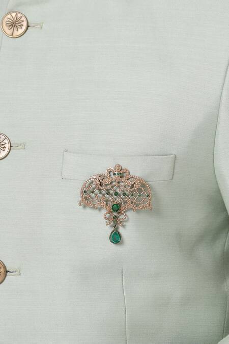 Cosa Nostraa_Gold Crystals, Tassels Bow And Beauty Embellished Brooch _Online_at_Aza_Fashions