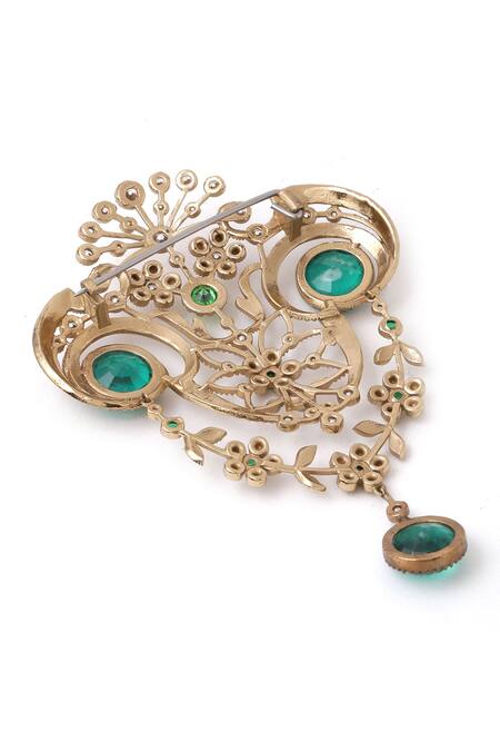 Buy_Cosa Nostraa_Gold Crystals, Stones Royal Sheen Studded Brooch 