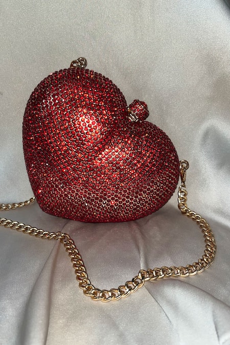 House Of Bling Red Crystals Fratelli Embellished Bag 