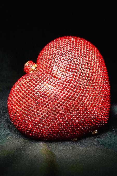 Shop House Of Bling Red Crystals Fratelli Embellished Bag at Aza Fashions Shop_House Of Bling_Red Crystals Fratelli Embellished Bag_at_Aza_Fashions