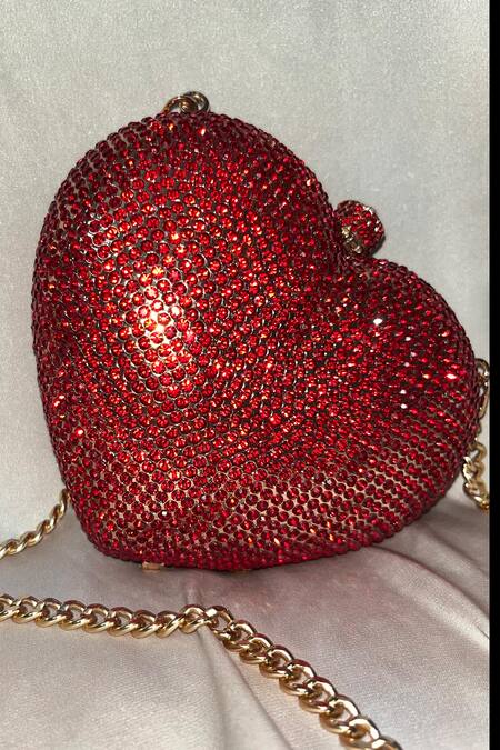 House Of Bling Red Crystals Fratelli Embellished Bag Online at Aza Fashions House Of Bling_Red Crystals Fratelli Embellished Bag_Online_at_Aza_Fashions