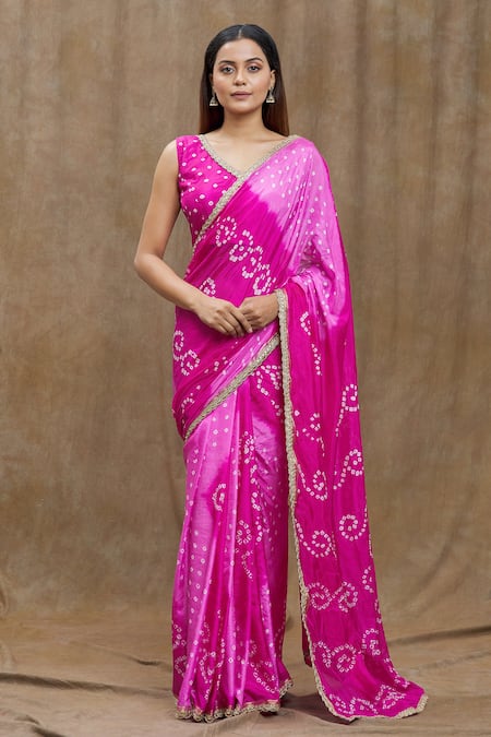 Samyukta Singhania Bandhani Print Saree With Running Blouse 