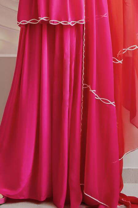 Buy Harshita Singhvi Fuchsia Crepe, Organza, Cotton Cut Cutdana Hand Embroidered Kurta Palazzo Set Online at Aza Fashions Buy_Harshita Singhvi_Fuchsia Crepe, Organza, Cotton Cut Cutdana Hand Embroidered Kurta Palazzo Set _Online_at_Aza_Fashions