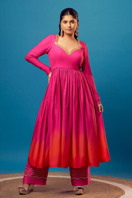 Harshita Singhvi Pink Silk, Crepe, Chiffon Cut Work, Embroidery Mirror Anarkali Palazzo Set Online at Aza Fashions Harshita Singhvi_Pink Silk, Crepe, Chiffon Cut Work, Embroidery Mirror Anarkali Palazzo Set _Online_at_Aza_Fashions