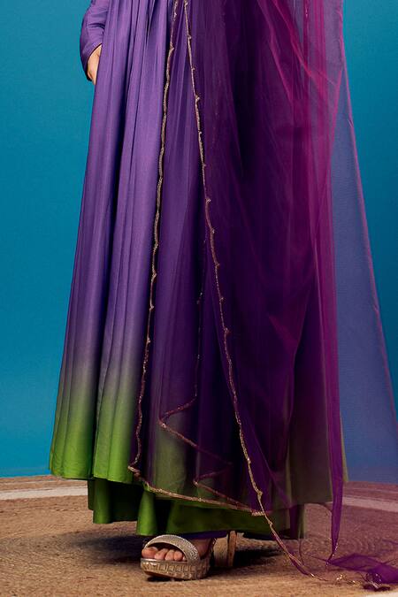 Harshita Singhvi Purple Net, Crepe Cut Work V-neck Cutdana Embroidered Anarkali Palazzo Set Online at Aza Fashions Harshita Singhvi_Purple Net, Crepe Cut Work V-neck Cutdana Embroidered Anarkali Palazzo Set _Online_at_Aza_Fashions