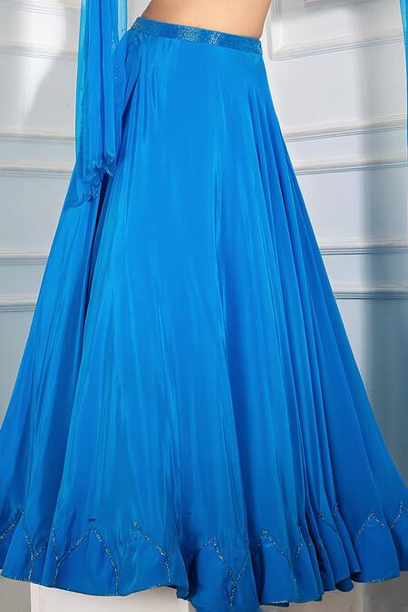 Harshita Singhvi Blue Crepe, Net Sequins, Cut Work Sweetheart Hand Embroidered Blouse Lehenga Set Online at Aza Fashions Harshita Singhvi_Blue Crepe, Net Sequins, Cut Work Sweetheart Hand Embroidered Blouse Lehenga Set_Online_at_Aza_Fashions