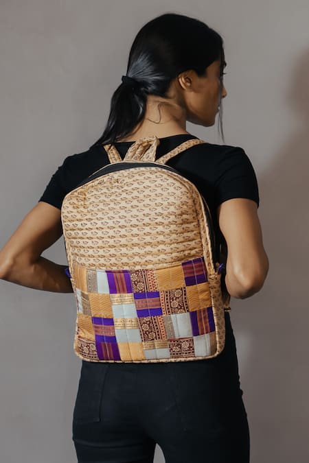 Riti Beige Godhadi Patchwork Backpack 