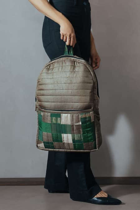 Riti Gray Godhadi Patchwork Cement Backpack 