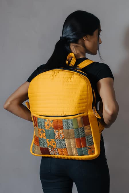 Riti Yellow Godhadi Patchwork Honey Backpack 