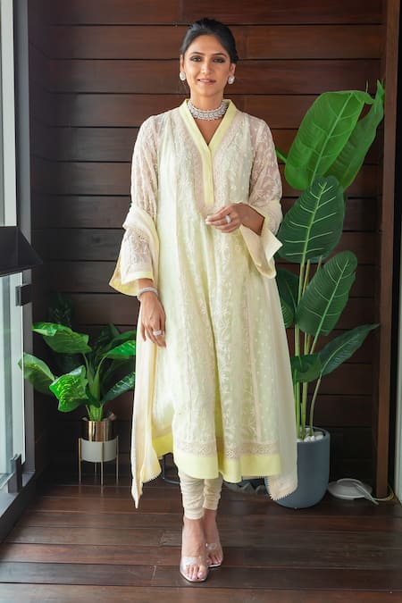 Neither Nor Thread Work Kurta With Slip 