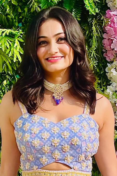 Vana Ethnics_Grey Viscose Sequins, Kamal Talai Print Embellished Gown With Ruffle Dupatta _at_Aza_Fashions