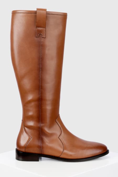 Oroh_Brown Asturias Long Genuine Leather Boots _Online_at_Aza_Fashions